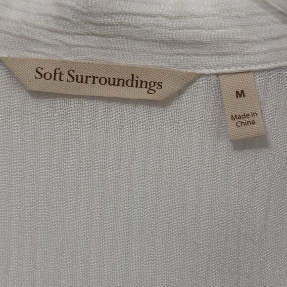 Soft Surroundings Tunic Top M 2FD53 White Long Sleeve V Neck Beachy Semi Sheer - Picture 5 of 10